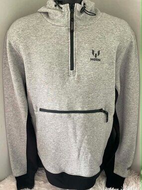 NWT MESSI COLLECTION Mens Colorblock 1/2 Zip Hoodie w/Front Pocket -Heather Grey
